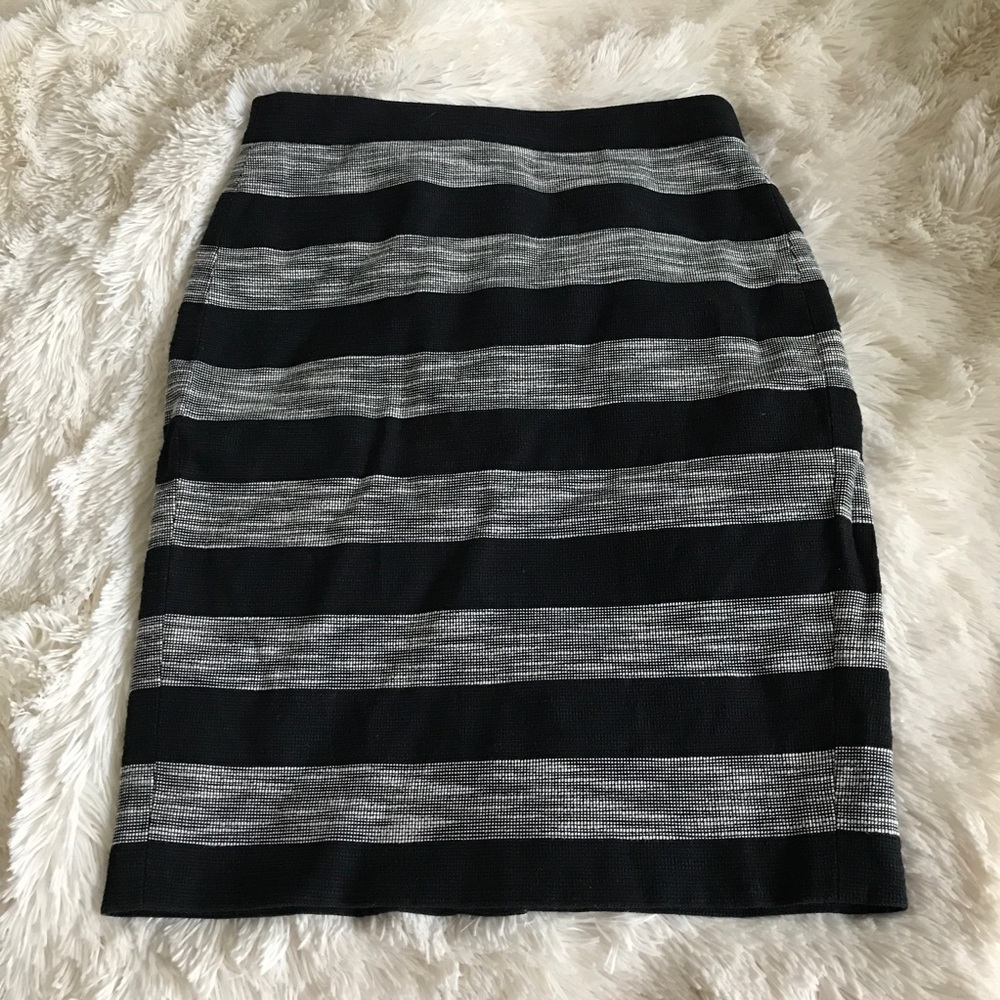 J Crew Black & White Striped Pencil Skirt